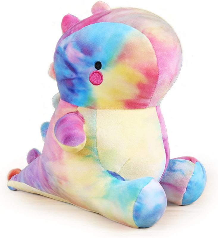 Photo 1 of  Cute Cartoon Dinosaur Stuffed Animals Soft Dinosaur Plush Toy Cartoon Hugging Pillow (Tie-dye, 11.8inch/30cm)