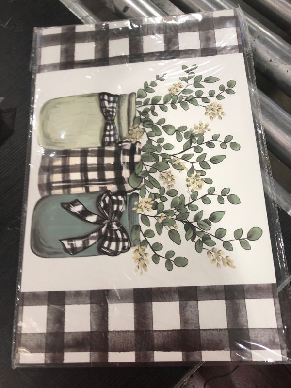 Photo 2 of AnyDesign 50 Pack Greenery Paper Place Mats Buffalo Plaids Eucalyptus Mason Jar Disposable Placemat 11 x 17 Inch Decorative Green Leaves Paper Table Mats for Dinner Table Setting Party Supplies