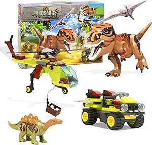 Photo 1 of Jurassic Dinosaur Toys Set Compatible with Lego, 319 Pcs Dinosaur Park Toys for Age 8 9 10 11 12 13 14 Years, Chasing Tyrannosaurus Rex Playset for Boys and Girls