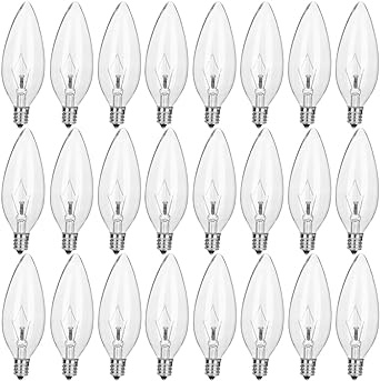 Photo 1 of haraqi 24 Pack 40W 120V Candelabra Base B10 CTC Decorative Clear Dimmable Light Bulbs,Transparent Candle Light Bulbs for Chandeliers, Ceiling Fan Lights, Pendants, Fireplace, Appliance Light