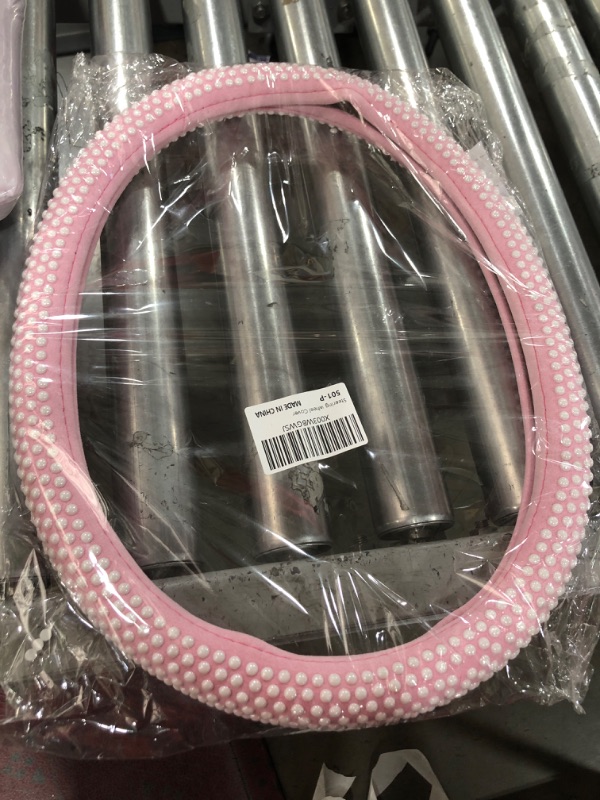 Photo 1 of 2023 New Car Pink Steering Wheel Cover Women,Cute Stylish Elegant Pearl Bling Accessories Interior Anti slip for Sedan SUV Pickup Truck 14.5-15 inch