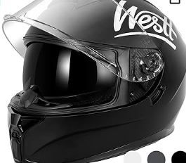 Photo 1 of Westt Full Face Helmet - Street Bike Helmet with Dual Visor DOT Approved - Motorcycle Helmets for Men Women Adults Compact Lightweight Storm X Grey Black White