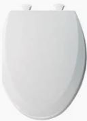 Photo 1 of Elongated Enameled Wood Closed Front Toilet Seat in Cotton White Removes for Easy Cleaning