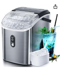 Photo 1 of Nugget Countertop Ice Maker with Soft Chewable Ice, 34Lbs/24H, Pebble Portable Ice Machine with Ice Scoop, Self-Cleaning, One-Click Operation, for Kitchen,Office Stainless Steel Silver