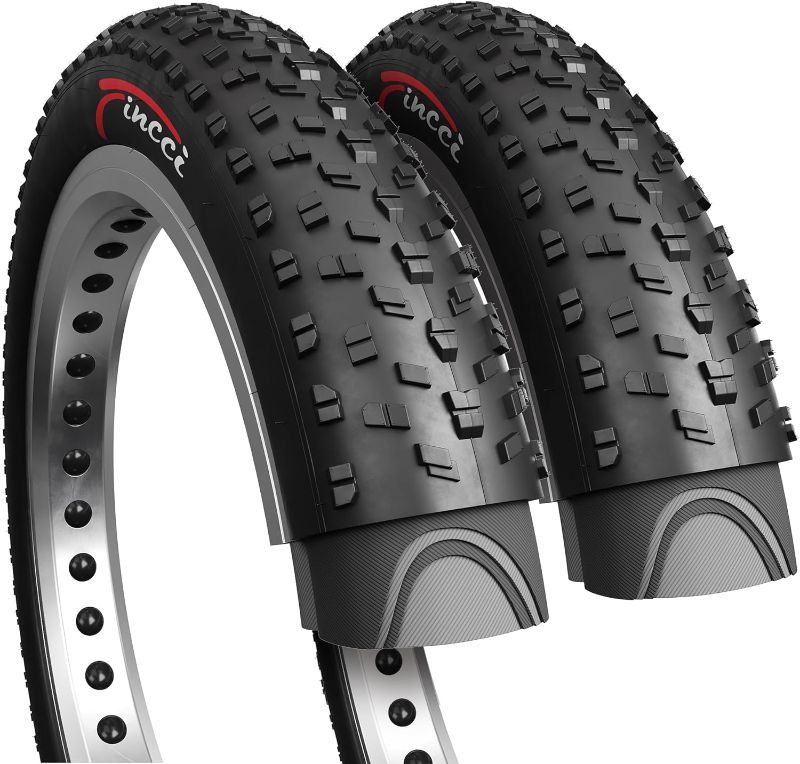 Photo 1 of Fincci Pair 26x4.0 Fat Bike Tires 100-559 Foldable Fat Tires for Road Mountain MTB Mud Dirt Offroad Bike Bicycle - Pack of 2
