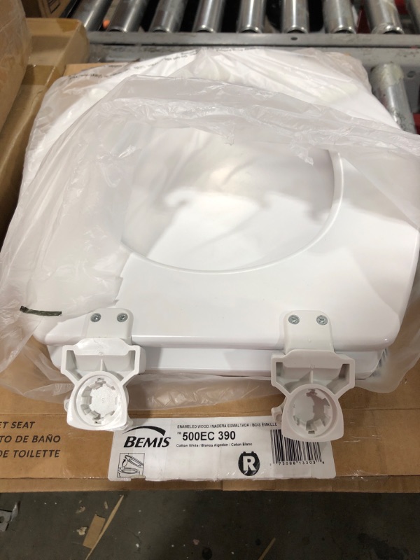 Photo 2 of Bemis 500EC 390 Toilet Seat with Easy Clean & Change Hinges, Round, Durable Enameled Wood, Cotton White Cotton White 1 Pack Round Toilet Seat