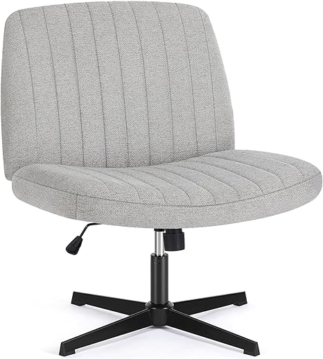 Photo 1 of Criss Cross Desk Chair, Armless Office Chairs No Wheels, Cross Legged Chair with Wide Seat, Height Adjustable, Office Chair for Home/Office/Make Up/Bed Room - Fabric Gray

