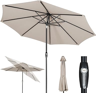 Photo 1 of Tempera Patio Market Outdoor Table Umbrella with Auto Tilt and Crank,Large Sun Umbrella with Sturdy Pole&Fade resistant canopy,Easy to set
