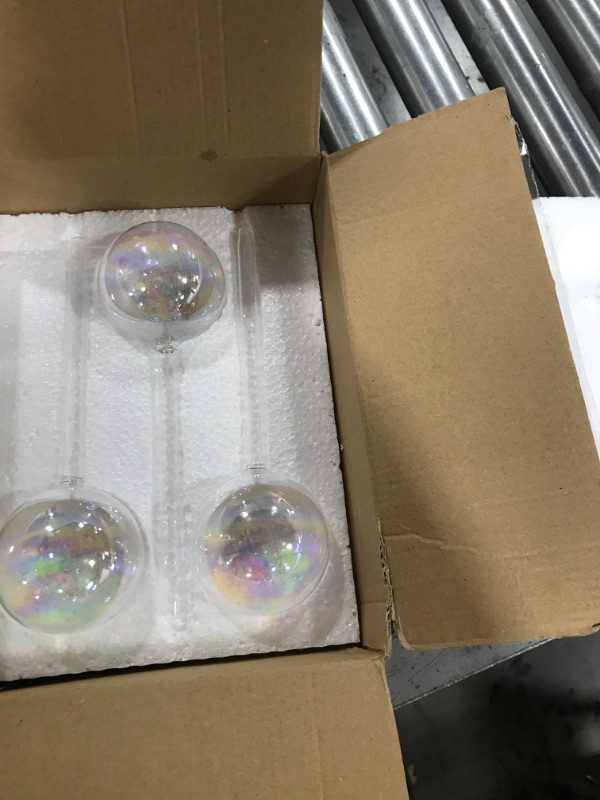 Photo 2 of [3PCS] Light Iridescent Rainbow Gradient Color Clear Glass Self-Watering System Spikes, Aqua Globes Automatic Plant Waterer Bulbs