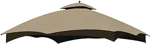 Photo 1 of Eurmax USA High Performance Replacement Canopy Top for Lowe's Allen Roth Heavy Duty Gazebo Roof Gazebo Top with Air Vent 10X12 Gazebo Cover #GF-12S004B-1, Replacement Top Only (Khaki)
