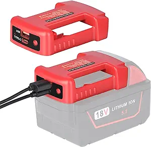 Photo 1 of KUNLUN 2 Pack USB Charger Adapter Compatible for Milwaukee M18 18V Battery, Dual Output Port with USB and Type-C Charging Interface(Adapter Only)