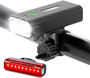 Photo 1 of 1200 Lumens Bike Lights Front and Back,3 LED USB Rechargeable Bicycle Light,Super Bright Bike Lights for Night Riding,Bike Headlight with Power Bank Function,IPX5 Waterproof,3+5 Light Modes