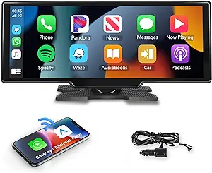 Photo 1 of Podofo 10.26" Touchscreen Wireless Apple Carplay Portable Car Stereo Android Auto, Car Play Navigation with Voice Control, Bluetooth Handsfree Call/Music, AUX/FM Transmitter, Car Radio Receiver
