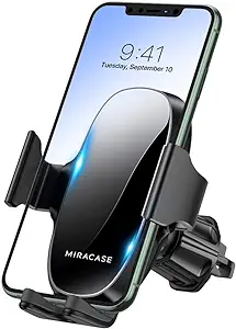 Photo 1 of Miracase Phone Holders for Your Car with Newest Metal Hook Clip, Air Vent Cell Phone Car Mount, Hands Free Universal Automobile Cradle Fit for iPhone Android and All Smartphones, Dark Black