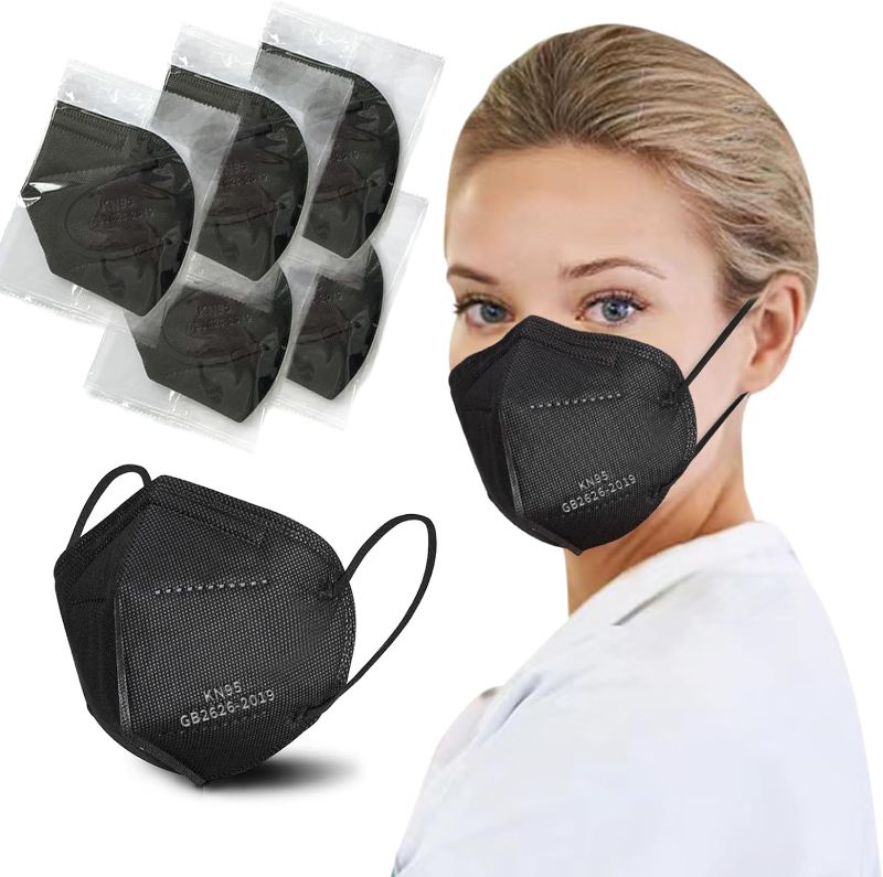 Photo 1 of Borje KN95 Face Masks 50 Pcs, Individually Wrapped, 5-Ply Protection Black KN95 Mask, Disposable Face Masks for Adults
