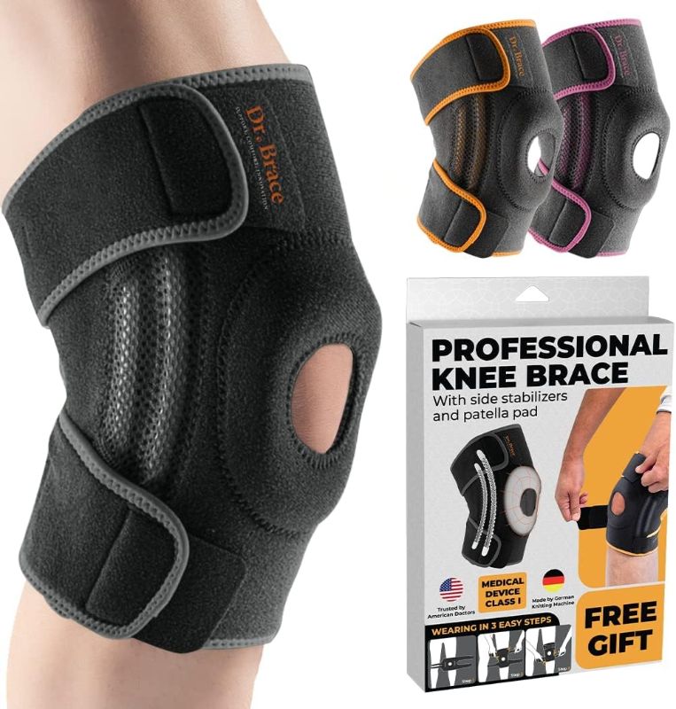 Photo 1 of DR. BRACE ELITE Knee Brace with Side Stabilizers & Patella Gel Pads for Maximum Knee Pain Support and fast recovery for men and women-Please Check How To Size Video (Mercury, Large)
