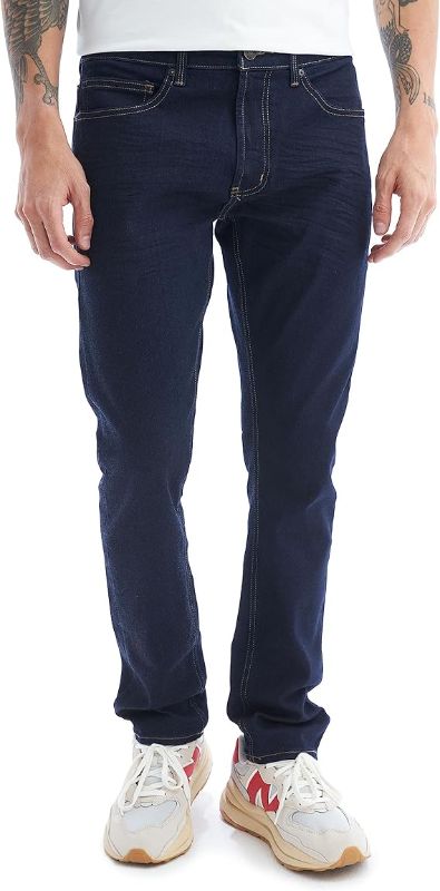 Photo 1 of Men's Slim Straight Fit Jeans - Soft Cotton Blend, 5-Pocket Design | Everyday Denim-32/34
