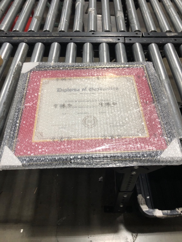 Photo 2 of GraduationMall 11x14 Diploma Frame with Red over Gold Mat or Display 15x18 Certificate without Mat,Solid Wood & UV Protection Acrylic,Glossy Black Finish with Gold Trim Black With Gold Trim / Red Gold Mat 11x14 with Mat