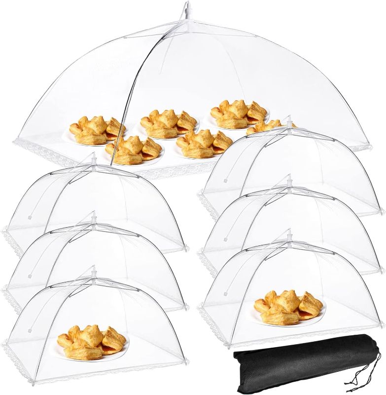 Photo 1 of Mesh Food Cover, SPANLA 7 Pack Food Covers for Outside 1 Extra Large (41"X27") & 6 Standard (17"X17") Mesh Food Covers for Outdoors, Food Nets, Food Tents Outdoor, Reusable and Collapsible
