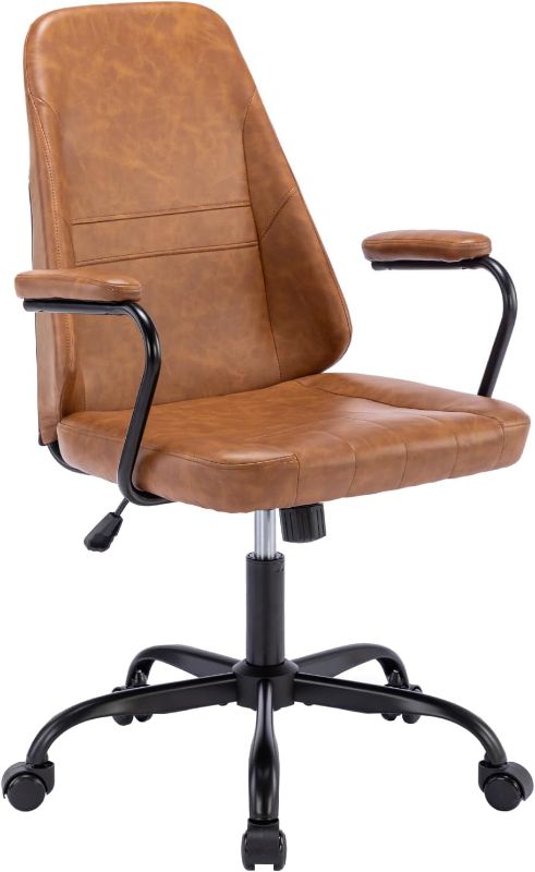 Photo 1 of Executive Office Chair, Home Office Desk Chair, Mid Back PU Leather Desk Chair, 360° Swivel Computer Chair, Height Adjustable Tilt Vanity Task Chair for Office, Reading Meeting Room

