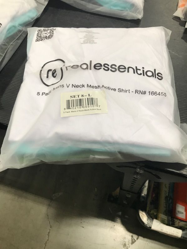 Photo 1 of Real Essentials 5 Pack: Men's Mesh Quick Dry Short Sleeve V-Neck T-Shirt - Athletic Performance (Available in Big & Tall) Mesh Active V-Neck Standard Large Set 8