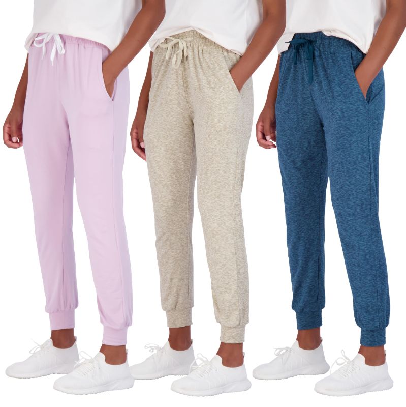 Photo 1 of Real Essentials 3 Pack: Women's Ultra-Soft Lounge Joggers Sweatpants Athletic Yoga Pants with Pockets (Available in Plus) Standard XX-Large Set 11