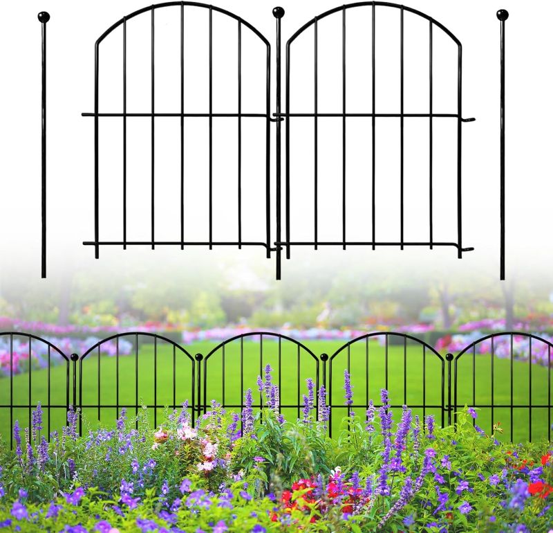 Photo 1 of Thrivinest Decorative Garden Fence 21in x26ft, 26 Pack Rustproof Metal No Dig Fence Animal Barrier for Dog, Arched Flower Bed Edging Ornamental Wire Border Panel Fencing for Yard Patio Outdoor Decor 