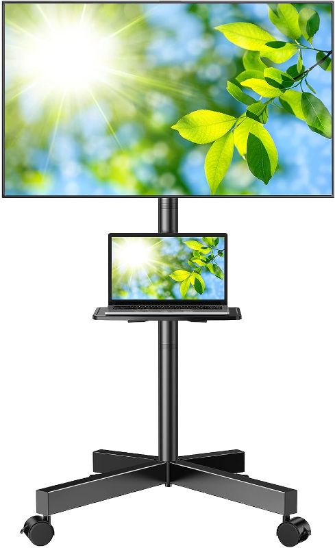 Photo 1 of Limited-time deal: PERLESMITH Mobile TV Stand for 23-60 Inch LCD LED Flat/Curved Panel Screen TVs, Tilt TV Cart Holds up to 88Lbs Portable Stand with Laptop Shelf Rolling Floor Max VESA 400x400mm (PSTVMC06) 