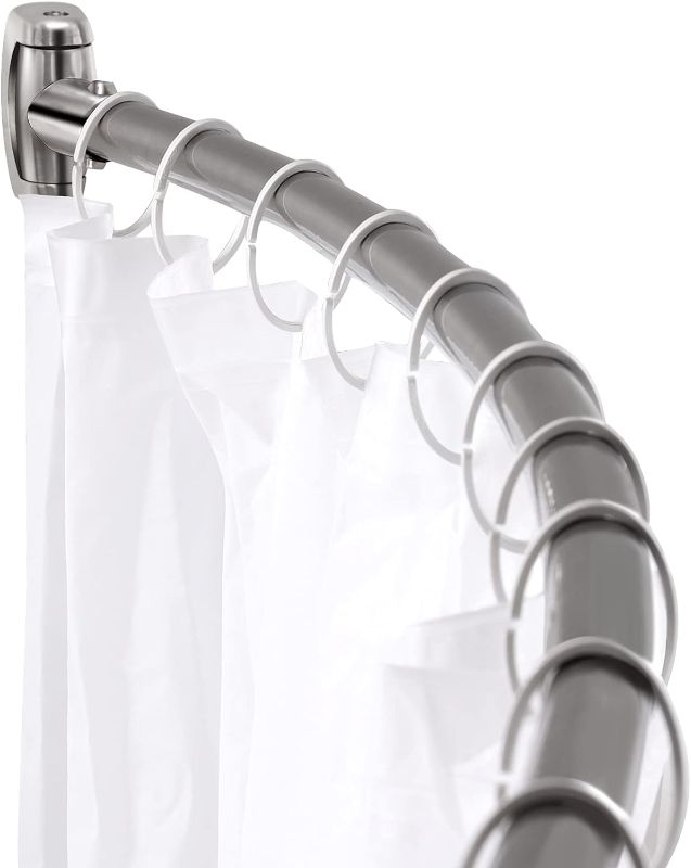 Photo 1 of Limited-time deal: Chrsouly Adjustable Curved Shower Rod, 42-74 inches Extra Wide Rust proof, Premium Stainless Steel, Curved Shower Curtain Rod for Bathroom, Need to Drill 