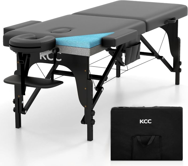 Photo 1 of KCC Memory Foam Massage Table Premium Portable Foldable Massage Bed Height Adjustable, 84 Inches Long 28 Inchs Wide Home Salon Spa Bed Tattoo Table with Accessories &Carrying Case, Easy Set Up 