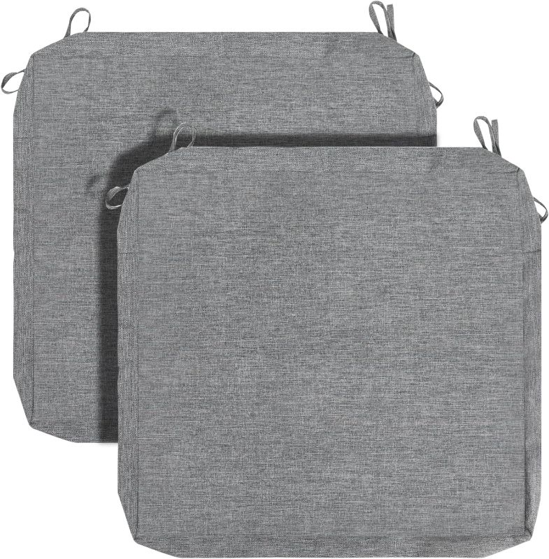 Photo 1 of Patio Cushion Covers 22 x 20 x 4 Inch, 2 Pack Water Repellent Outdoor Chair Seat Cushion Slip Covers with Zipper and Tie, Replacement Cover Only(Grey)
