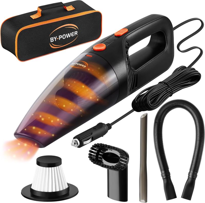 Photo 1 of Car Vacuum Cleaner, Portable High Power Mini Handheld Vacuum Cleaner for Wet and Dry Cleaning, Up to 8000 PA, 12V DC, 16 Ft Cord with Bag, Auto Accessories Kit with 2 Filters for Car Interior
