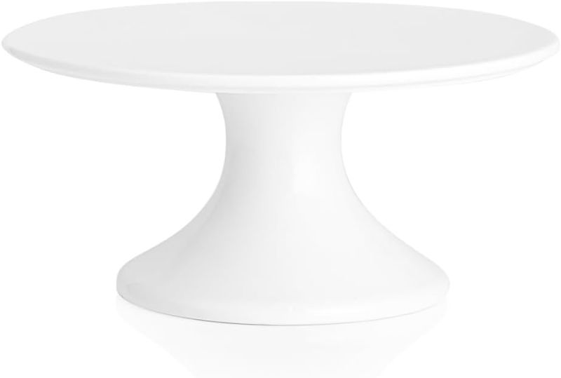 Photo 1 of  8-Inch Porcelain Small Cake Stand, Cake Plate, Dessert Stand, Cake Stand for Party, Baby Shower, Home Decorating Stand, White
