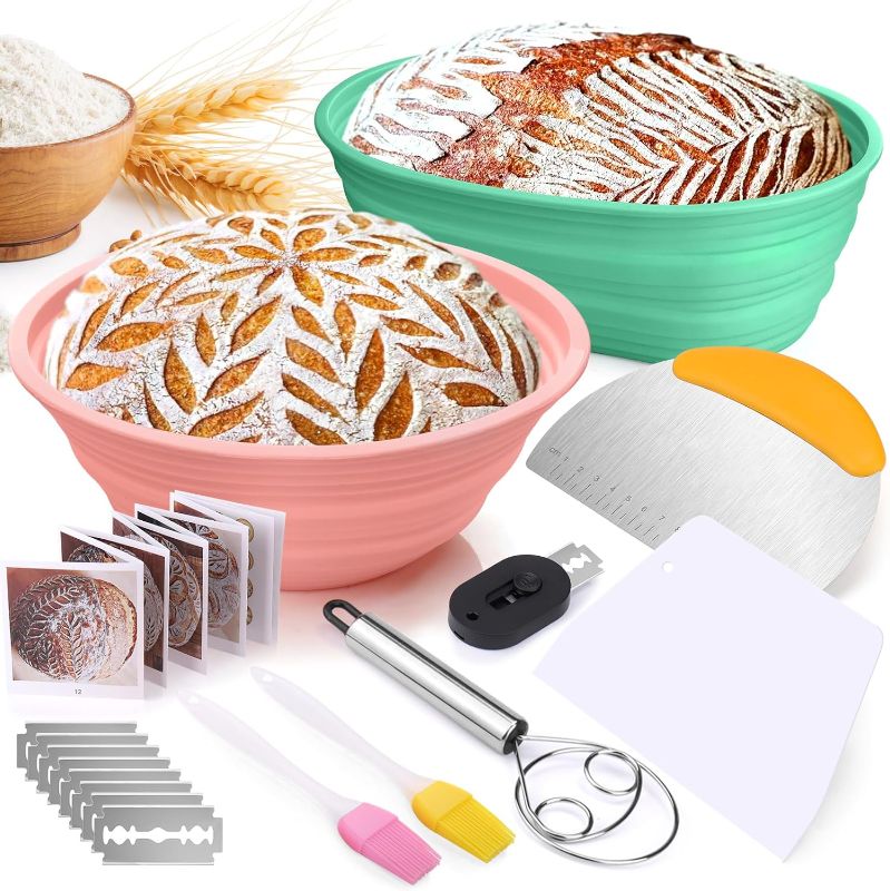 Photo 1 of Palksky Sourdough Proofing Baskets Silicone Kit, Sourdough Bread Baking Supplies - Round & Oval Bowls Tools for Sour Dough Rising, Bread Proofer Essentials for Beginners, Bread Making Accessories
