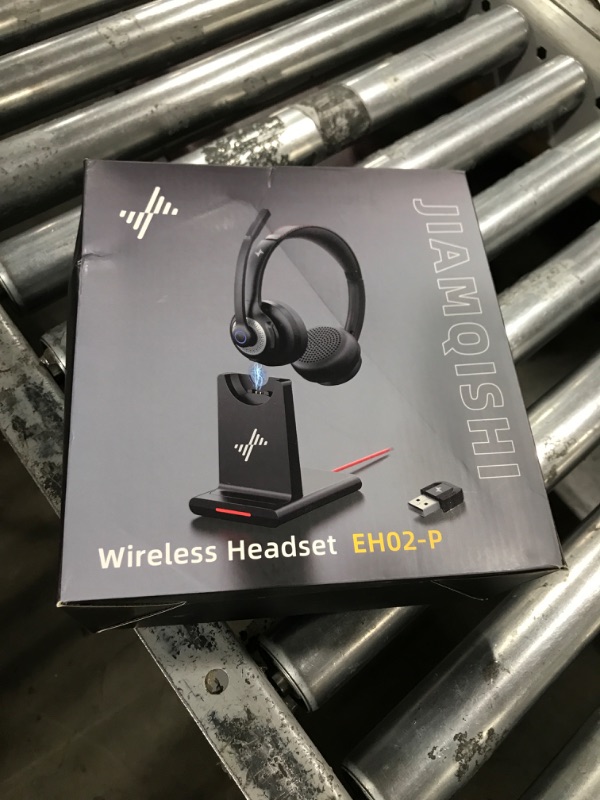 Photo 1 of Wireless Headset with AI Noise Cancelling Microphone Bluetooth Headset - Bluetooth V5.2 Headphones with USB Dongle, Charging Base & Mic Mute for Computer/Laptop/PC/iPhone/Android/Cell Phones
