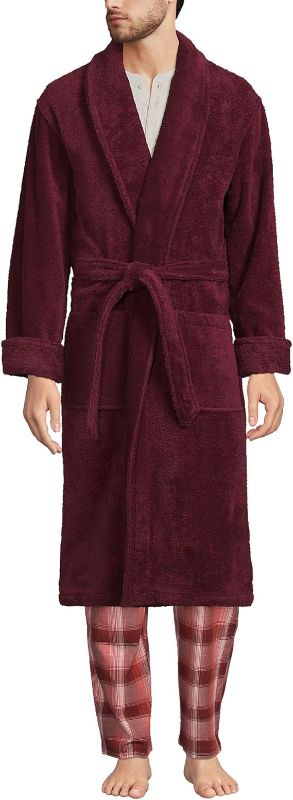 Photo 1 of Lands' End Men's Turkish Terry Cloth Robe Calf Length with Pockets- SIZE MEDIUM
