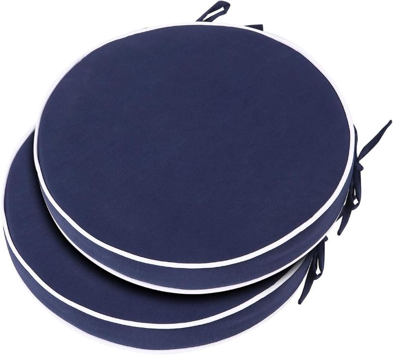 Photo 1 of Outdoor Bistro Chair Cushions Set of 2, Waterproof 15 inch Round Seat Cushions with Ties for Patio Deck Furniture
