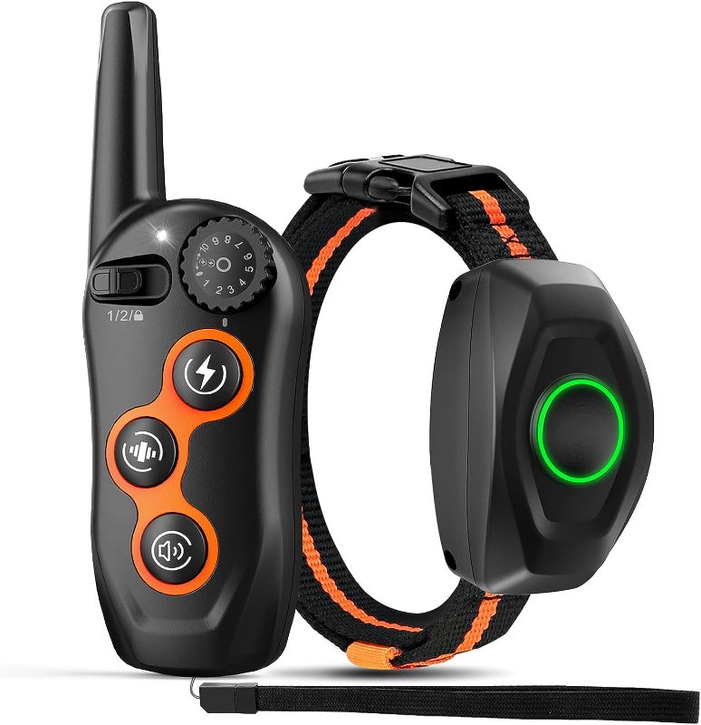 Photo 1 of Dog Training Collar, IPX7 Waterproof Shock Collar with Remote Range 1300ft, 3 Training Modes, Beep, Shock, Vibration, Rechargeable Electric Shock Collar for Small Medium Large Dogs
