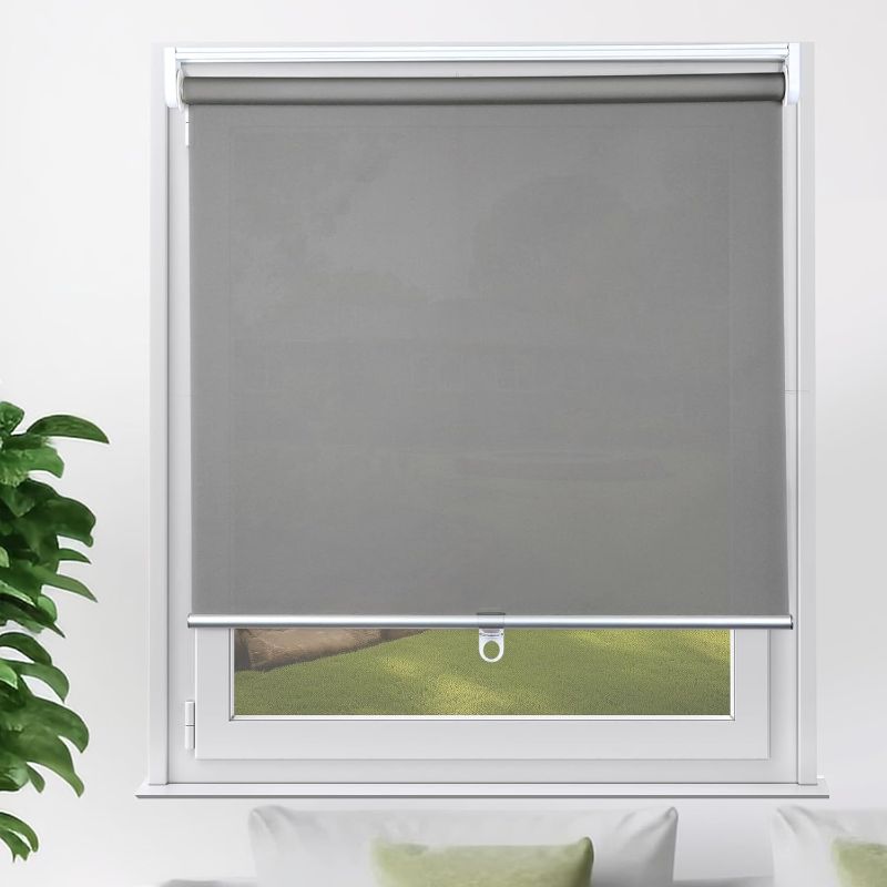 Photo 1 of Cordless Roller Shades Pull Down Window Blinds Room Darkening Rolled Up Shades with Push-Pull Rod for Home and Office Bedroom Bathroom Living Room
