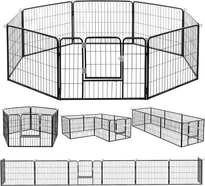Photo 1 of  Dog Fence for The Yard, 8 Panels 24”Height x27.5” Width,Puppy Playpen for Small Medium Dog Portable Dog Playpen Exercise Pen for Indoor Outdoor,Pet Playpen Fence for Yard,RV,Camping
