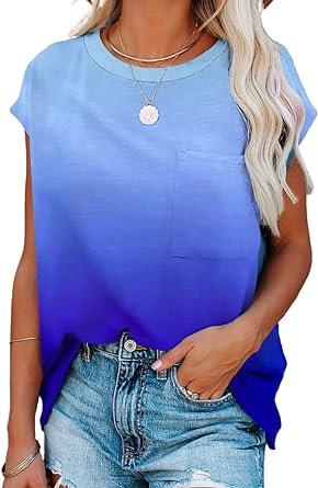 Photo 1 of Biucly Womens Summer Tops Casual Loose Batwing Short Sleeve Tees Shirts with Pocket size XL