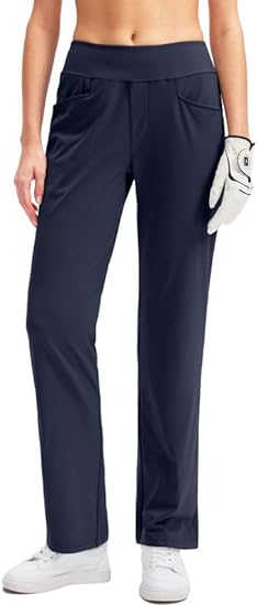 Photo 1 of Women's Golf Pants with 3 Pockets High Waisted Tummy Control Stretch Pull-on Dress Pants Work Casual for Women Navy size XS