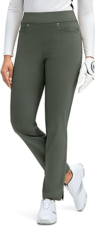 Photo 1 of Women's Golf Pants with 3 Pockets High Waisted Tummy Control Stretch Pull-on Dress Pants Work Casual for Women size large