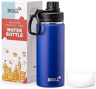Photo 1 of Kids Insulated Water Bottle-16 oz Stainless Steel Vacuum Wide Mouth Sports Flask with Silicone Boot-Reusable Metal Leak Proof Travel Water Bottle for Girls Boys, BPA-Free(Navy)
