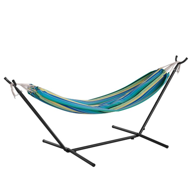 Photo 1 of  Blue Multicolor 2 Person Hammock with Stand 