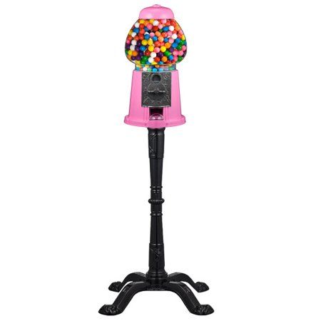Photo 1 of  Gumball Machine with Stand - 15-in. Vintage Metal and Glass Candy Dispenser Machine Coin Operated Bank with Free Spin 