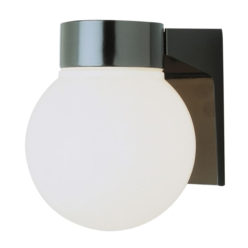 Photo 1 of  Pershing 1-Light Black Outdoor Wall Light Fixture with Opal Glass Globe Shade 