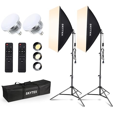 Photo 1 of  Skytex Softbox Lighting Kit(2Pack), 20x28in Soft Box | 85W 2700-6400K E27 LED Bulb Continuous Photography Lighting, Photo Studio Lights Equipment for Camera Shooting, Video Recording 