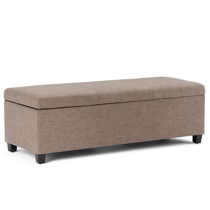 Photo 1 of  Avalon 48 in. Contemporary Storage Ottoman in Fawn Brown Linen Look Fabric 