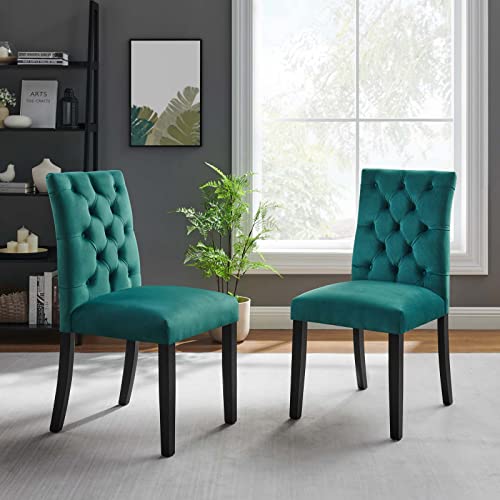Photo 1 of Modway Duchess Performance Velvet Set of 2 Dining Chair, Teal